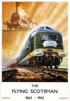 The Flying Scotsman, 1862-1962. BR Vintage Travel Poster by Bagley.