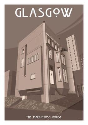 The Mackintosh House,  Glasgow, Scotland. Scottish Vintage inspired Scottish Poster.