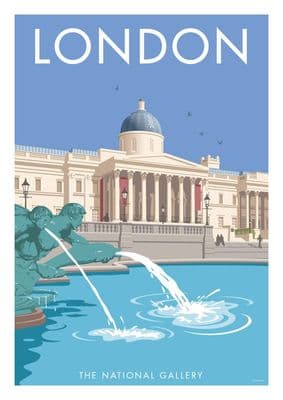 The National Gallery, London.  Vintage Inspired poster by  Stephen Millership