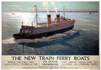 The New Train Ferry Boats, Southern Railway travel poster Print