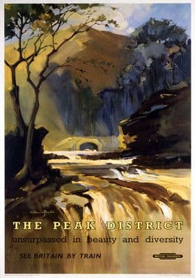 The Peak District, Derbyshire. British Railways (BR) (LMR) Vintage Travel Poster by Claude Buckle