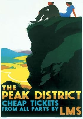 The Peak District. London Midland and Scottish (LMS) Vintage Travel Poster c1935