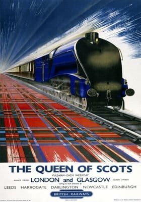 The Queen of Scots. BR Vintage Travel Poster by Reginald Mayes. c1950