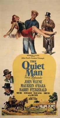 The Quiet Man Movie Poster. 1951 film featuring John Wayne, Maureen O'Hara, Barry Fitzgerald
