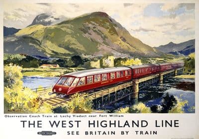 The West Highland Line, Lochy Viaduct. BR Vintage Travel Poster by Jack Merriott