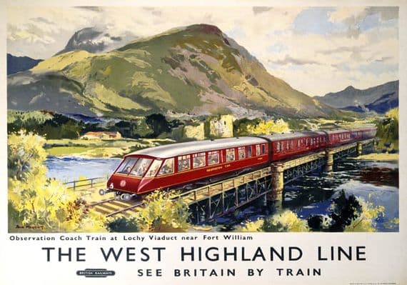 The West Highland Line, Lochy Viaduct. BR Vintage Travel Poster by Jack Merriott