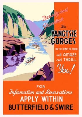 The Yangtsze Gorges Vintage Travel Poster