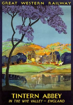 Tintern Abbey, Wye Valley, Monmouthshire. GWR Vintage Travel Poster by Frieda Lingstrom. 1930
