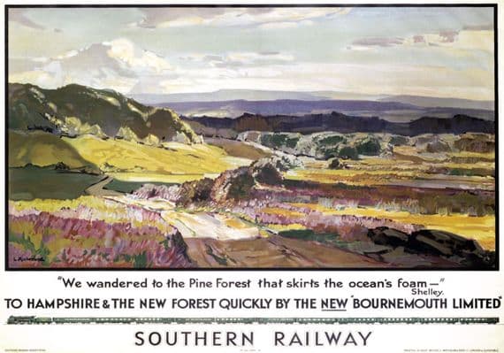 To Hampshire & The New Forest. Vintage SR Travel poster by L Richmond. 1938