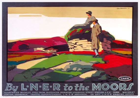 To The Moors, Yorkshire. LNER Vintage Travel Poster by Tom Grainger. 1924