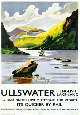 Ullswater, Lake District, Cumbria. LNER Vintage Travel Poster by Schabelsky