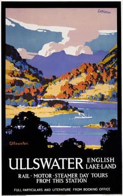 Ullswater, Lake District, Cumbria. Vintage LNER Travel poster by John Littlejohns