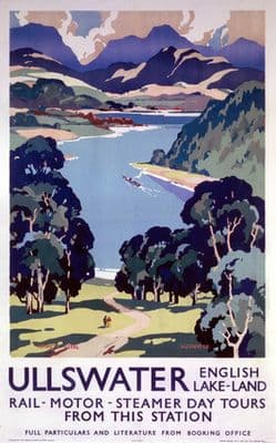 Ullswater, Lake District, Cumbria. Vintage LNER Travel poster by Kenneth Steel.