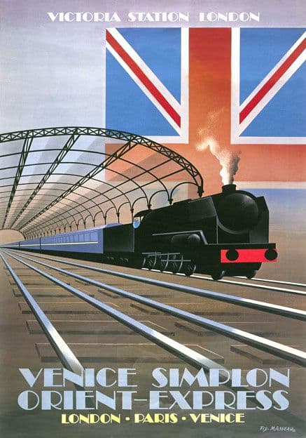Venice Simplon Orient Express, Victoria Station London. VSOE Vintage Travel Poster. 1981