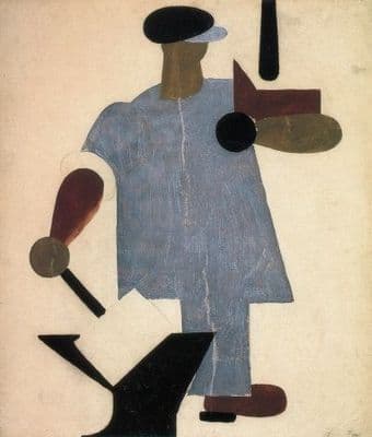 Vinatge Russian poster - Worker with a hammer (industry into one's hands) 1920