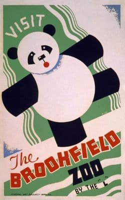 Vintage Advertisng Poster Visit Brookfield Zoo Chicago
