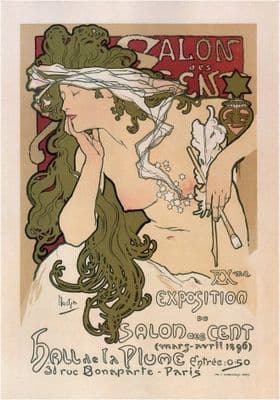 Vintage Art Deco Poster Alphonse Mucha Salon des Cent