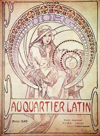 Vintage art deco poster - Au Quartier Latin