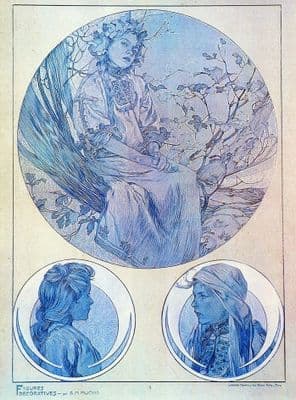 Vintage art deco poster - circular images