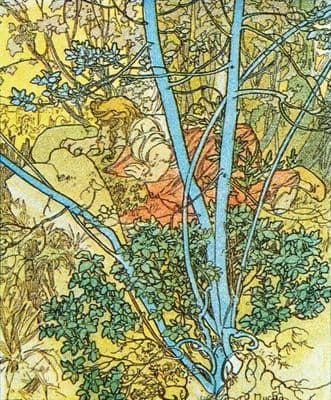 Vintage art deco poster - colourful trees