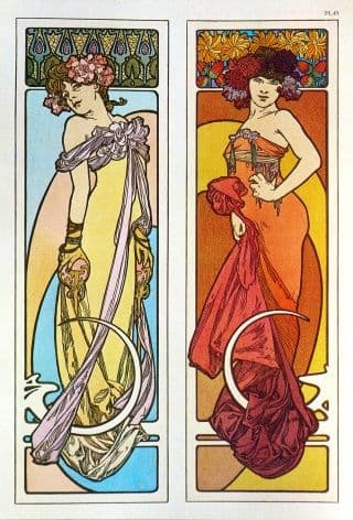 Vintage art deco poster - elegant ladies