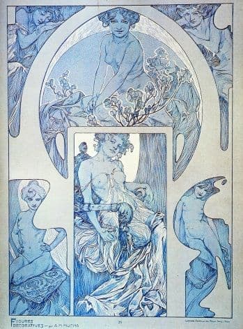 Vintage art deco poster - Ladies posing