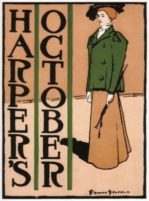 Vintage Art Nouveau, Edward Penfield, Harper's October Advertising Poster.