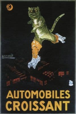 Vintage Automobiles Croissant Advertising Poster