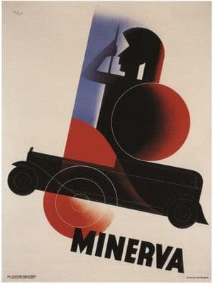 Vintage Belgian car poster - Minerva