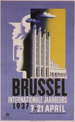 Vintage Belgian poster - Brussel internationale jaarbeurs 1937