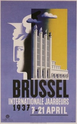Vintage Belgian poster - Brussel internationale jaarbeurs 1937