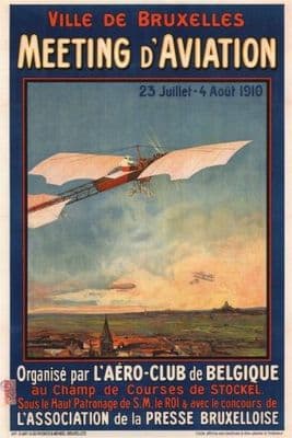 Vintage Belgian poster - Meeting d'Aviation (1910)