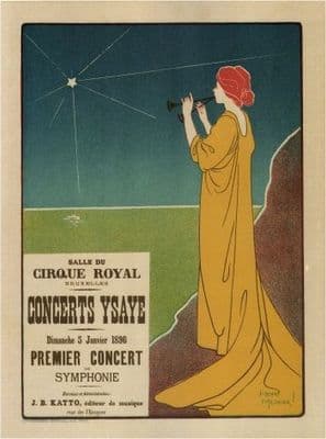 Vintage Belgian poster - Salle du cirque royal, Concerts Ysaye