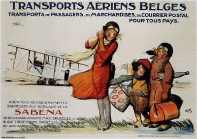 Vintage Belgian poster - Transports Aeriens Belges (1924)