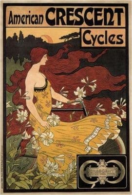 Vintage bicycle advertising poster - American Crescent