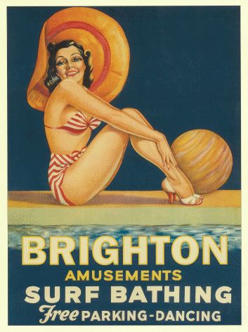 Vintage Brighton Activities Travel Poster