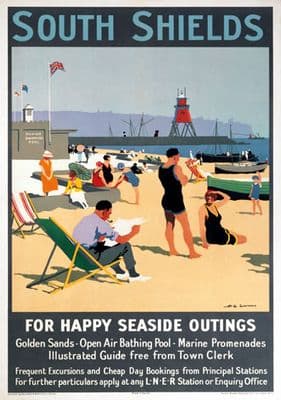 Vintage British Rail Travel Poster: SOUTH SHIELDS - COUNTY DURHAM