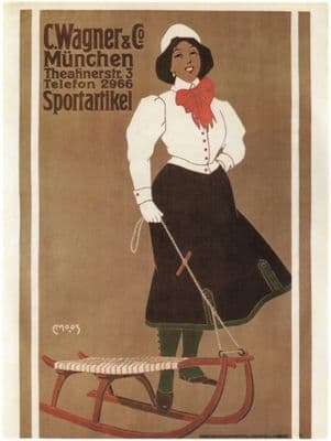 Vintage C.Wagner & Co. Munchen Sportartikel Advertising Poster.