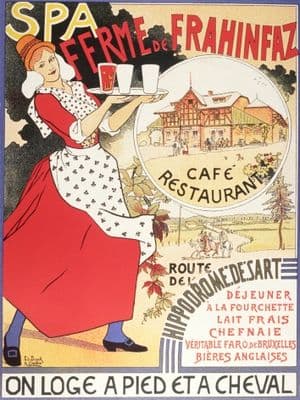 Vintage cafe advertisement poster - ferme de frahinfaz
