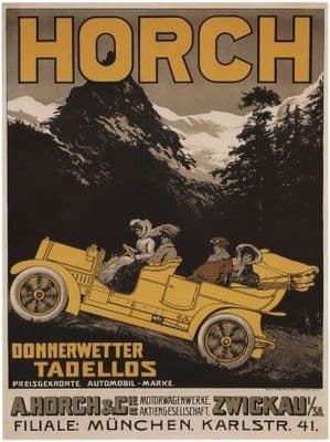 Vintage car advertisment poster - Horch