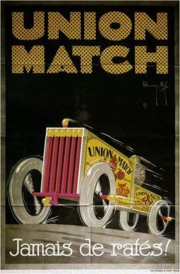 Vintage car advertisment poster - Union Match