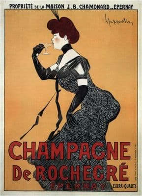 Vintage Champagne De Rocher Epernay Advertising Poster.