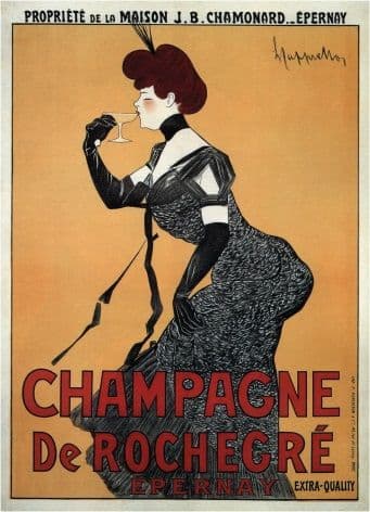 Vintage Champagne De Rocher Epernay Advertising Poster.