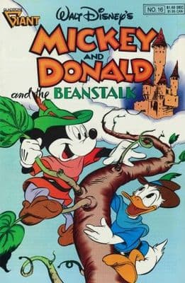 Vintage Children's magazine cover poster - Mickey and Donald and the beanstalk