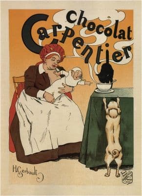 Vintage Chocolat Carpentier French Food Advertising Poster.