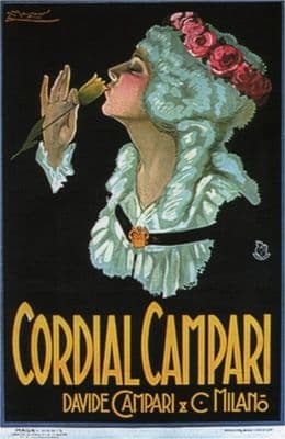 Vintage Cordial Campari Davide Campari Advertising Poster.