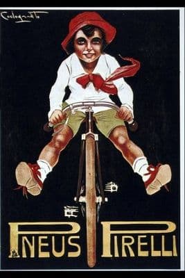 Vintage cycling advertisment poster - Pneus Pirelli