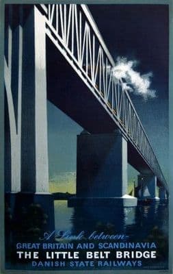 Vintage Danish poster - The Little Belt Bridge (1951)