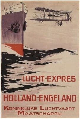 Vintage Dutch airlines poster -  Lucht-express (1921)