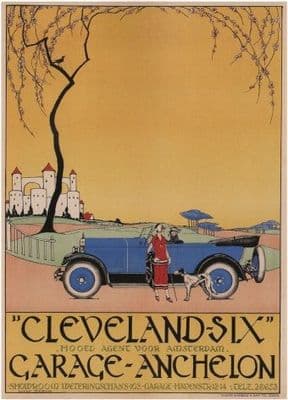 Vintage Dutch automobile poster-  Cleveland six (1925-1926)